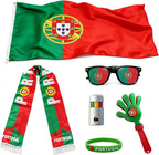 6 Pcs Cheering Set for Game Day Watch Party – Flag, Fan Scarf, Wristband, Flag Glasses, Hand Clapper, Blendable Face Paint Sticks