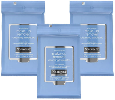 Neutrogena Make-Up Remover Cleansing Towelettes, 7 Count, Packaging May Vary (Pack of 3)
