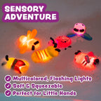 Tub Works® Bugs™ Light Up Bath Toys, 6 Pack | Water-Activated Light Up Toys Flash & Change Color | Easy-Grip Baby Girl & Toddler Bath Toys | Sensory Bathtub Toys with Bath Lights