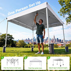 10x10 Pop Up Canopy, Portable Instant Canopy Tent with Carry Bag, 4 Sandbags and 8 Stakes for Outdoor Events, Parties & Camping