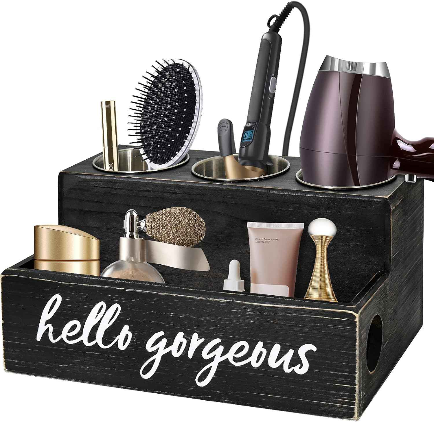 Hair Tool Organizer, Hair Dryer Holder with Drawer, Bathroom Countertop Organizer for Bathroom Accessories, Blow Dryer Organizer for Hair Styling Tools, Vanity Organizer for Bathroom, Vanity, Kitchen