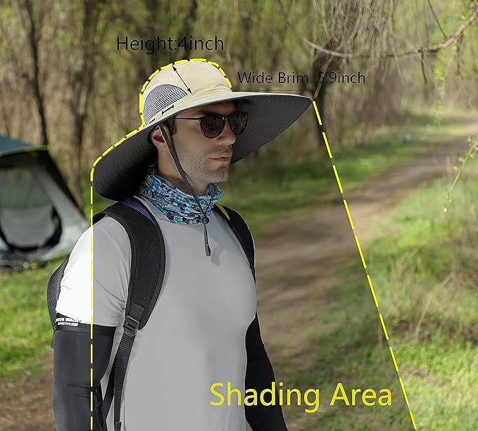 Leotruny Men Wide Brim Sun Hats UPF50+ Waterproof Breathable Bucket Hat for Fishing, Hiking, Camping