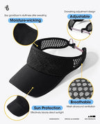 Mesh Breathable Sports Visor - Men Women Adjustable Lightweight Quick Dry Sun Hat for Tennis, Golf, Running