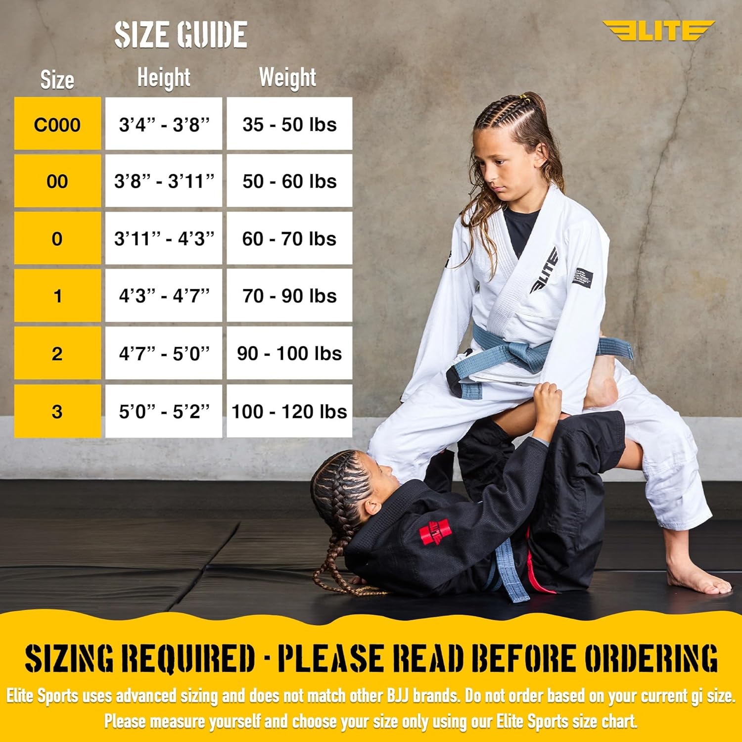 Elite Sports IBJJF Ultra Light BJJ Brazilian Jiu Jitsu Gi for Kids with Preshrunk Fabric and Free Belt