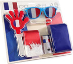6 Pcs Cheering Set for Game Day Watch Party – Flag, Fan Scarf, Wristband, Flag Glasses, Hand Clapper, Blendable Face Paint Sticks