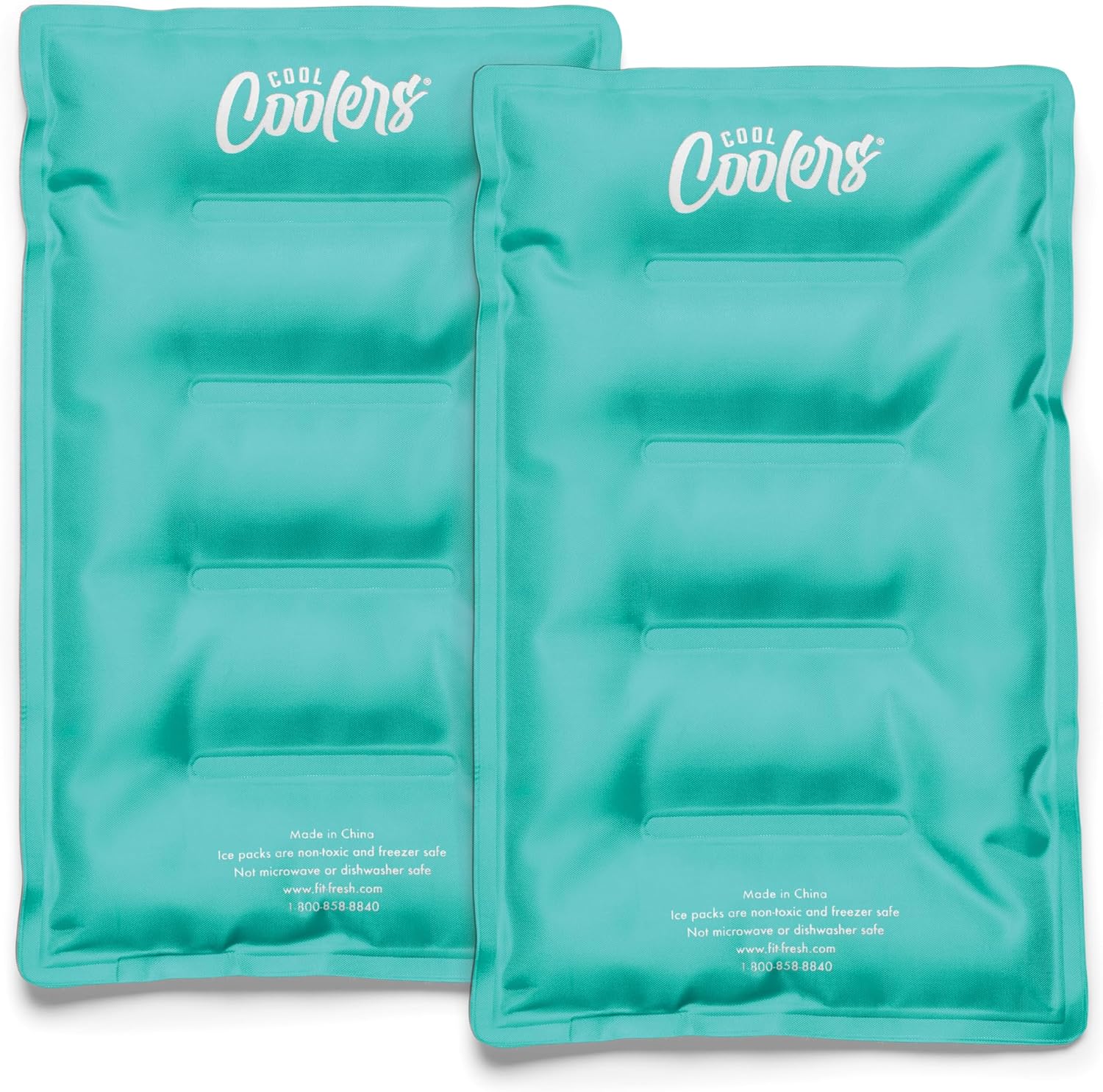 Cool Coolers by Fit & Fresh 2 Pack XL Soft Ice Packs for Cooler, Flexible Stretch Nylon, Lunch Box Ice Packs, Large Reusable Freezer Packs