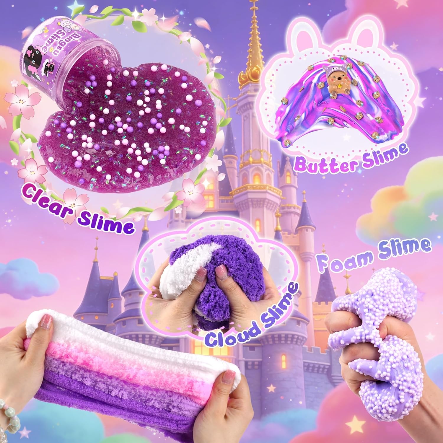 Cloud Slime kit for Girls Ages 8-12, Toys for Girls and Boys, for Kids Slime Set Party kit Goodie Bag Stuffers, 4 5 6 7 8 9 10 Year Old Girl Birthday Gift Cute Stuff
