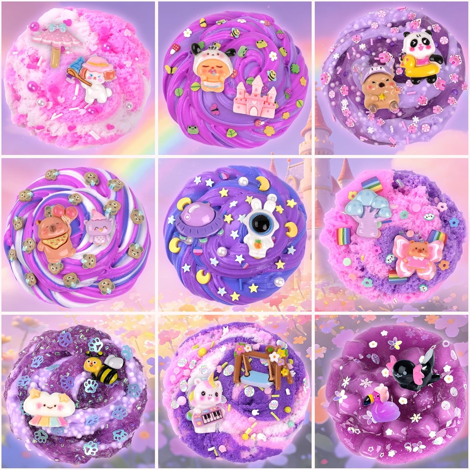 Cloud Slime kit for Girls Ages 8-12, Toys for Girls and Boys, for Kids Slime Set Party kit Goodie Bag Stuffers, 4 5 6 7 8 9 10 Year Old Girl Birthday Gift Cute Stuff