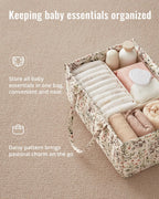 Blissful Diary Baby Diaper Caddy Organizer, Stylish Storage Basket for Newborn Essentials and Diaper Station, Gift for Baby Shower and Registry Must-Have
