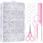2200 Pcs Elastic Hair Ties, Mini Rubber Bands with Hair Tail Tools and Comb, Hair Accessories for Women, Girls, Toddlers, Babies