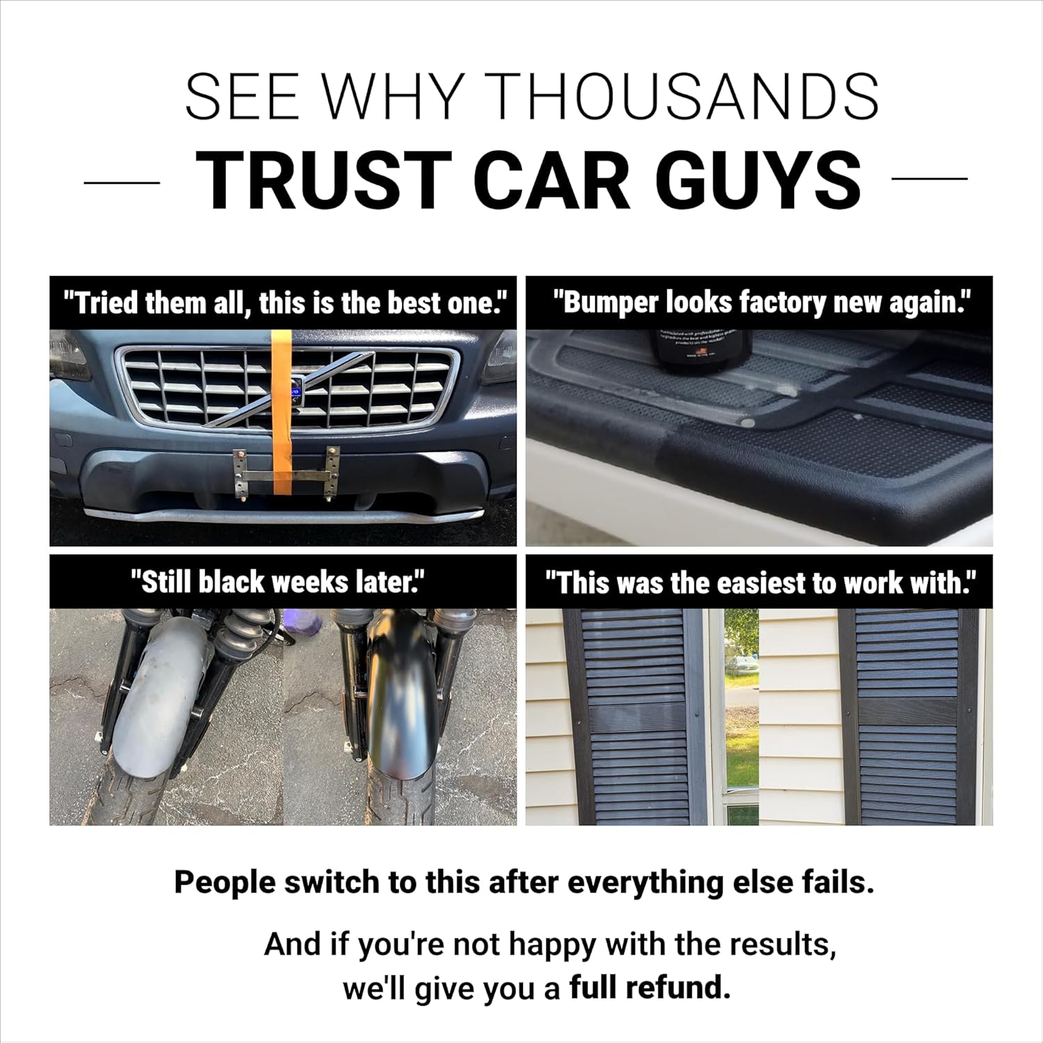 CAR GUYS Plastic Restorer | Bring Plastic, Rubber, and Vinyl Back to Life! | User Friendly Trim Restorer | Safe Auto Detailing Supplies | 8 Oz Kit with Foam Applicator