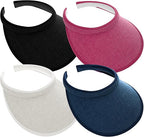 4Pcs Slip On Sun Visor Hats for Women UV Protection, Clip On Wide Brim Golf Visors for Summer Sports Travel Outdoor Activity