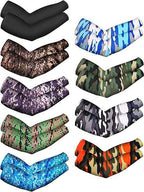 Mudder 9 Pairs Unisex UV Arm Sleeves sun Protection Cooling Ice Silk Arm Cover Sleeves Camouflage Black