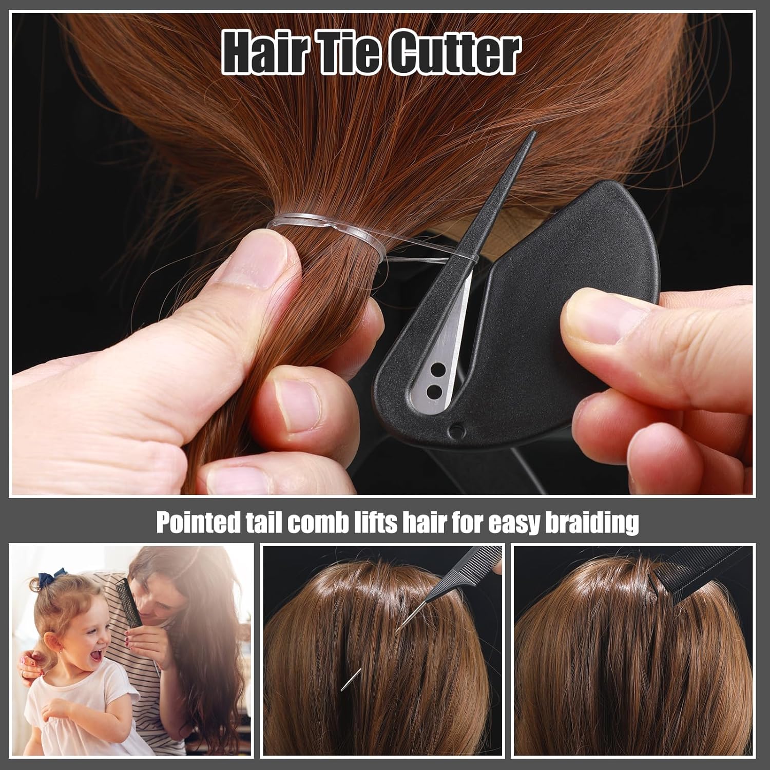 2200 Pcs Elastic Hair Ties, Mini Rubber Bands with Hair Tail Tools and Comb, Hair Accessories for Women, Girls, Toddlers, Babies