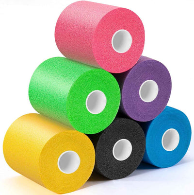 Upgraded 6 Pack Pre Wrap Athletic, Black Prewrap Athletic Tape for Hair Soccer, Soccer Sports Pre Wrap Tape, Pre-Wrap Foam Underwrap Tape