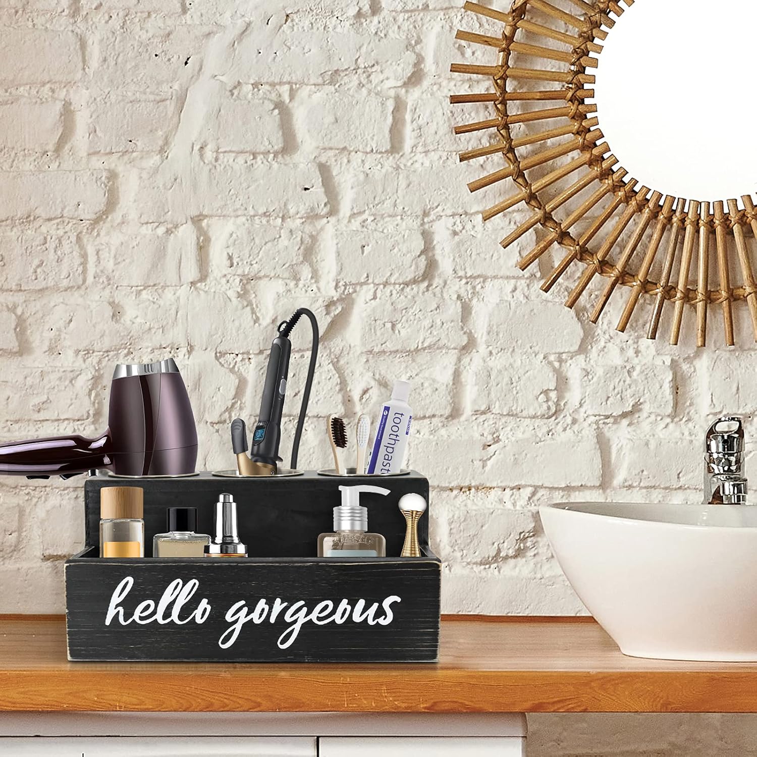 Hair Tool Organizer, Hair Dryer Holder with Drawer, Bathroom Countertop Organizer for Bathroom Accessories, Blow Dryer Organizer for Hair Styling Tools, Vanity Organizer for Bathroom, Vanity, Kitchen