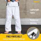 Elite Sports IBJJF Ultra Light BJJ Brazilian Jiu Jitsu Gi for Kids with Preshrunk Fabric and Free Belt