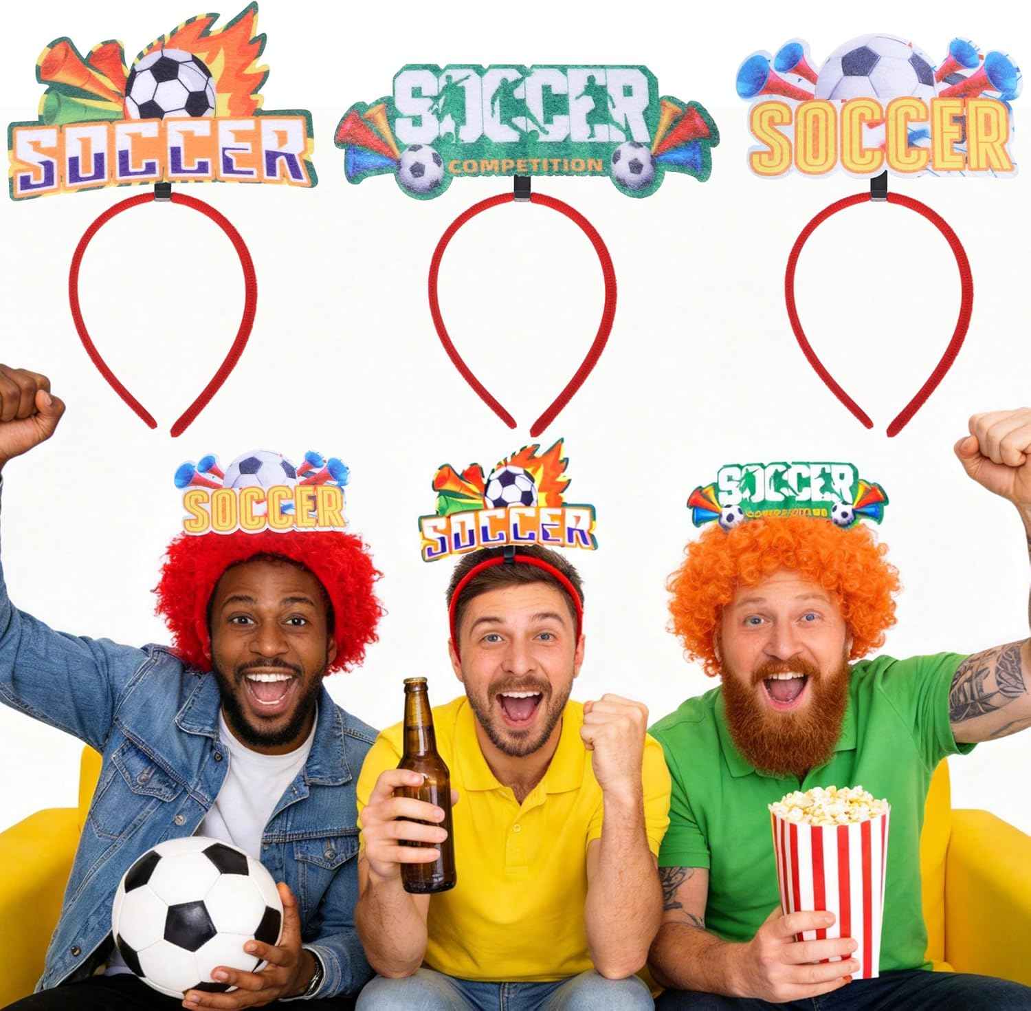 Soccer Headbands 2026 World Cup Party Accessories,Soccer Decorations and Fan Gear Sports Themed Party Favors & Decorations 3PCS