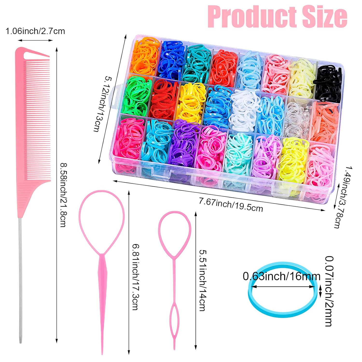 2200 Pcs Elastic Hair Ties, Mini Rubber Bands with Hair Tail Tools and Comb, Hair Accessories for Women, Girls, Toddlers, Babies