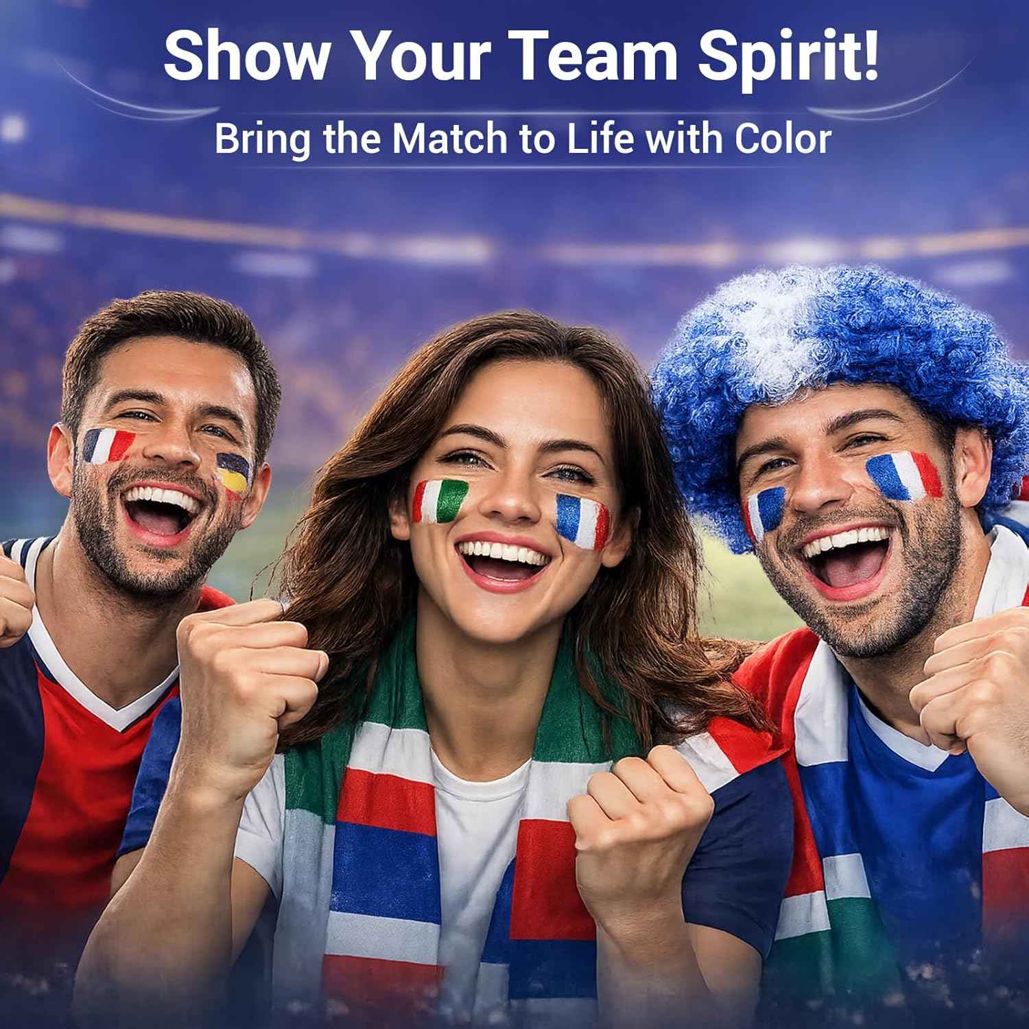 Face Painting Kit for Kids & Adults, 20 Colors Water Activated Face Paint Set with Stencils, Gems & Brushes, Washable Face Paint for Soccer Fans, Game Day, Team Spirit & Fan Celebrations
