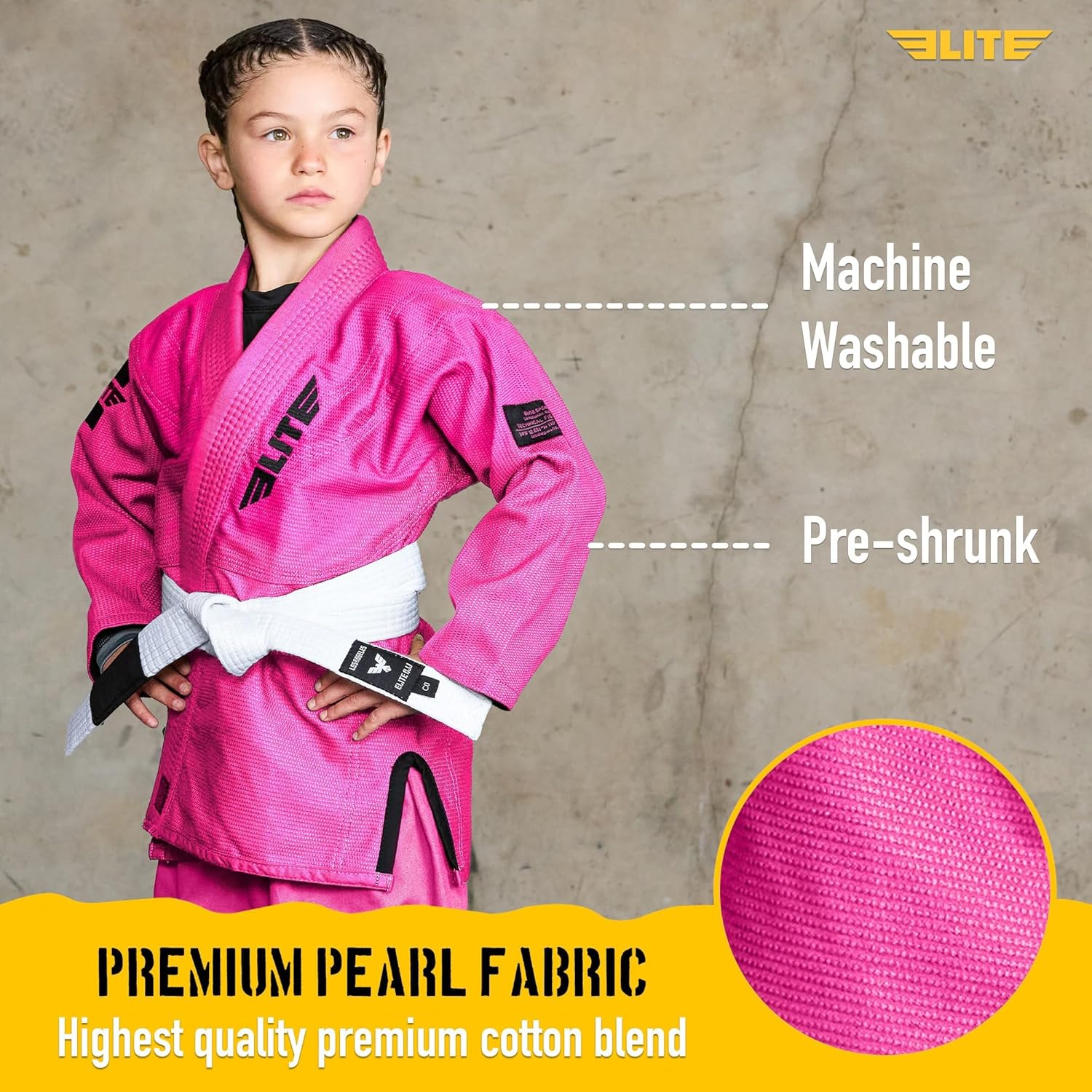 Elite Sports IBJJF Ultra Light BJJ Brazilian Jiu Jitsu Gi for Kids with Preshrunk Fabric and Free Belt