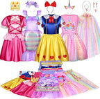 LIMIROLER Princess Dress Up Clothes for Little Girl Role Play Costume Gift Set Princess Dress Up Toys for Toddler Girls