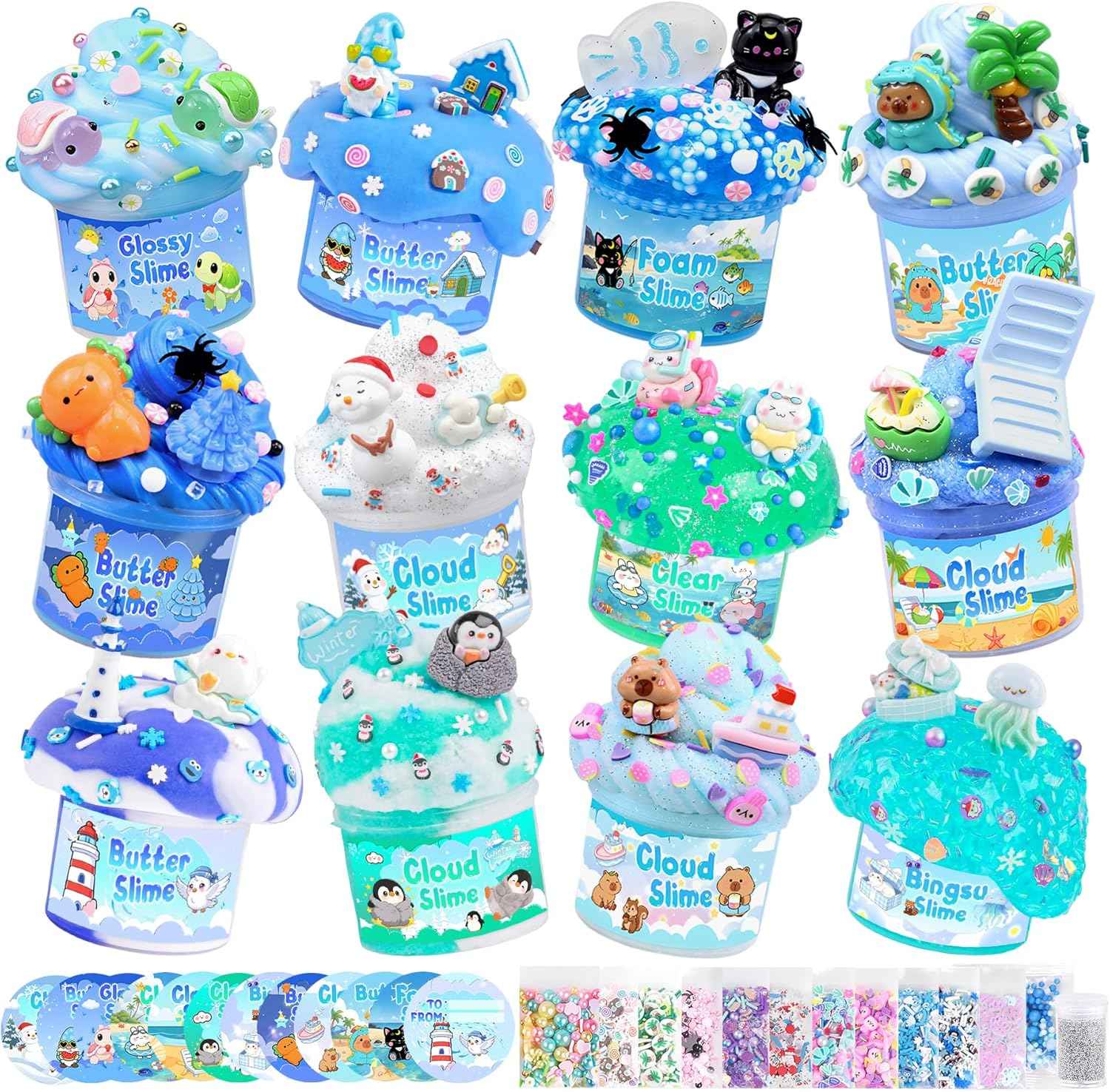 Cloud Slime kit for Girls Ages 8-12, Toys for Girls and Boys, for Kids Slime Set Party kit Goodie Bag Stuffers, 4 5 6 7 8 9 10 Year Old Girl Birthday Gift Cute Stuff