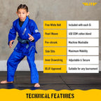 Elite Sports IBJJF Ultra Light BJJ Brazilian Jiu Jitsu Gi for Kids with Preshrunk Fabric and Free Belt