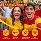 3 in 1 Colors Face Body Paint Sticks for Soccer,Football,Softball,Baseball,High Pigment & Waterproof Eye Black Stick Makeup