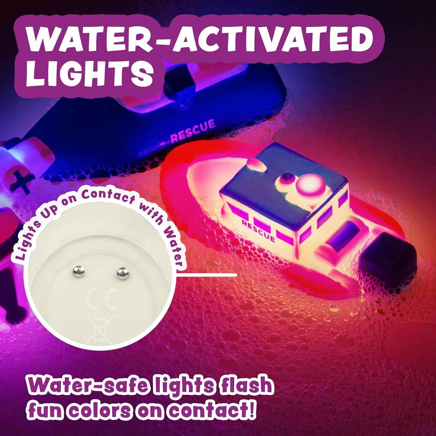 Tub Works® Bugs™ Light Up Bath Toys, 6 Pack | Water-Activated Light Up Toys Flash & Change Color | Easy-Grip Baby Girl & Toddler Bath Toys | Sensory Bathtub Toys with Bath Lights