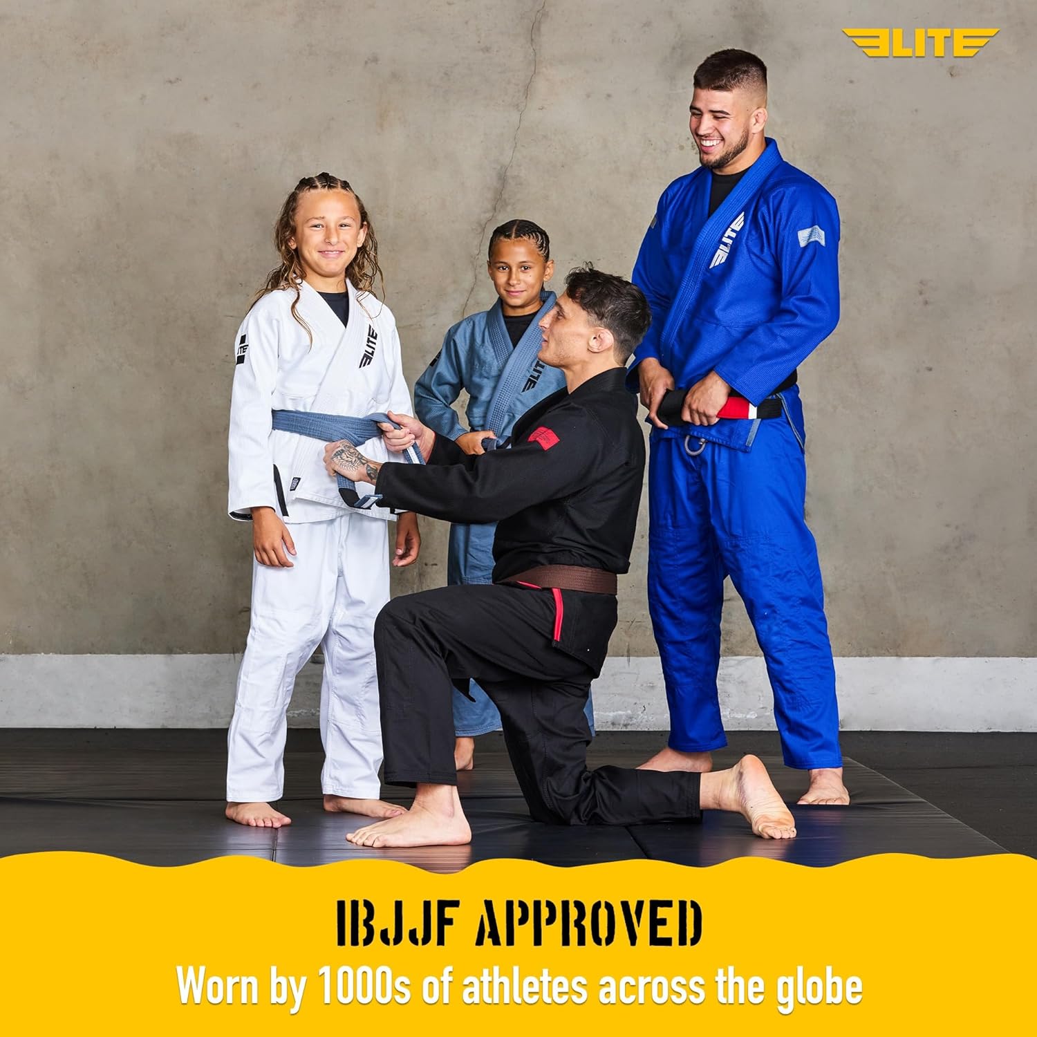 Elite Sports IBJJF Ultra Light BJJ Brazilian Jiu Jitsu Gi for Kids with Preshrunk Fabric and Free Belt