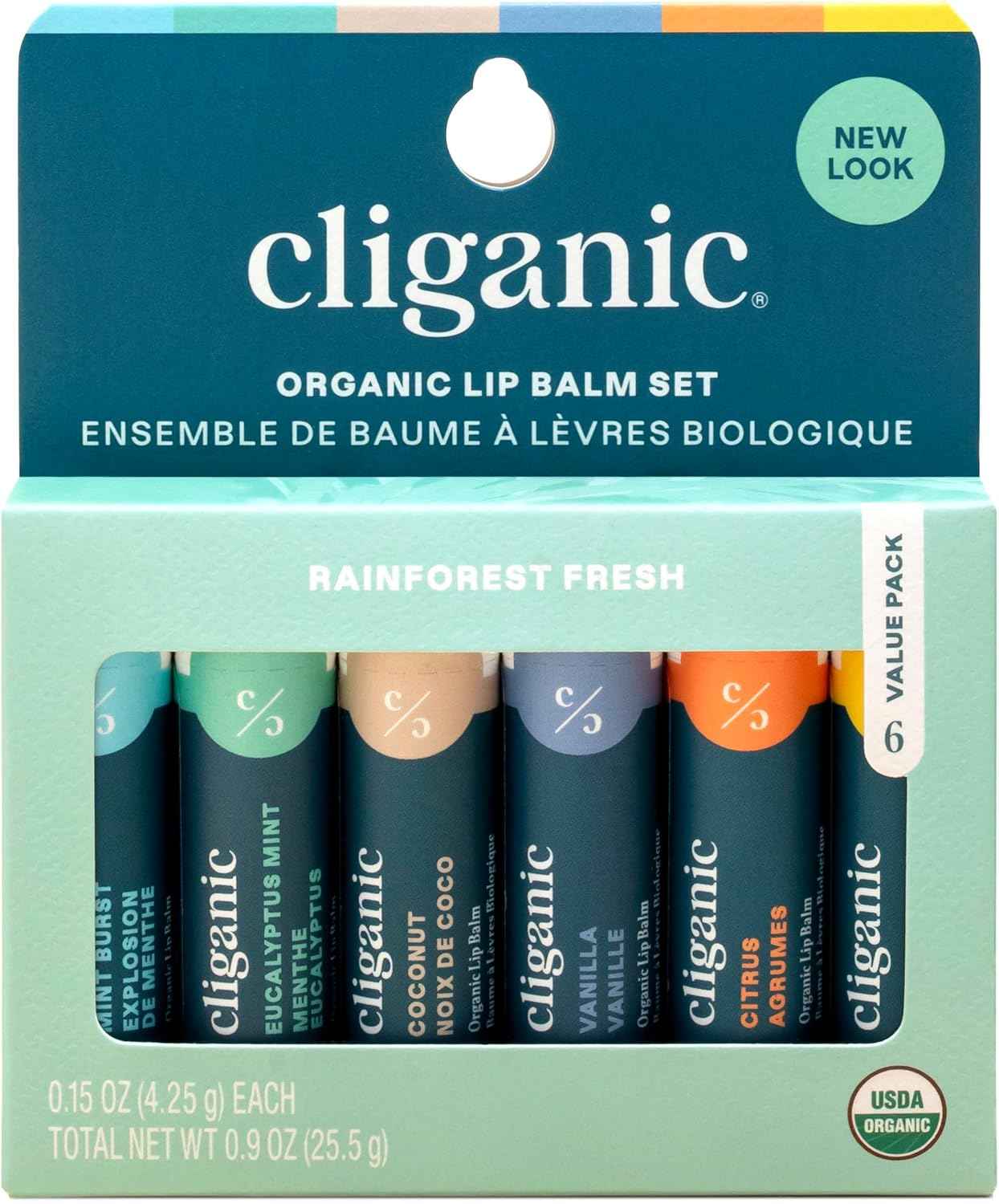 Organic Lip Balm Set (6 Flavors) - 100% Natural Hydrating, Moisturizing for Dry Cracked Lips, Stocking Stuffer Gift for Men & Women