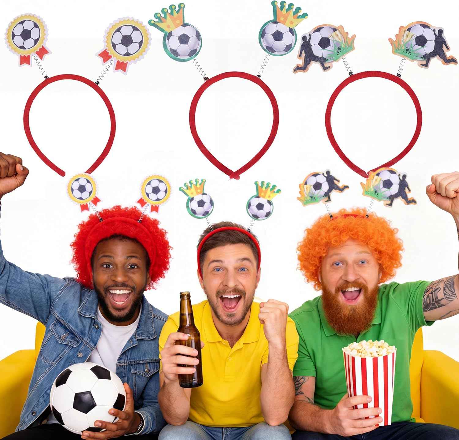 Soccer Headbands 2026 World Cup Party Accessories,Soccer Decorations and Fan Gear Sports Themed Party Favors & Decorations 3PCS