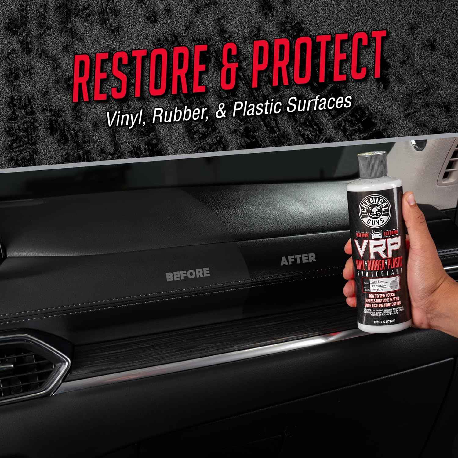 Chemical Guys VRP Vinyl, Rubber, and Plastic Dressing - Tire Dressing, Non-Greasy, Dry-to-the-Touch Shine for Tires, Trim, and More, Safe for Cars, Trucks, SUVs, RVs & More