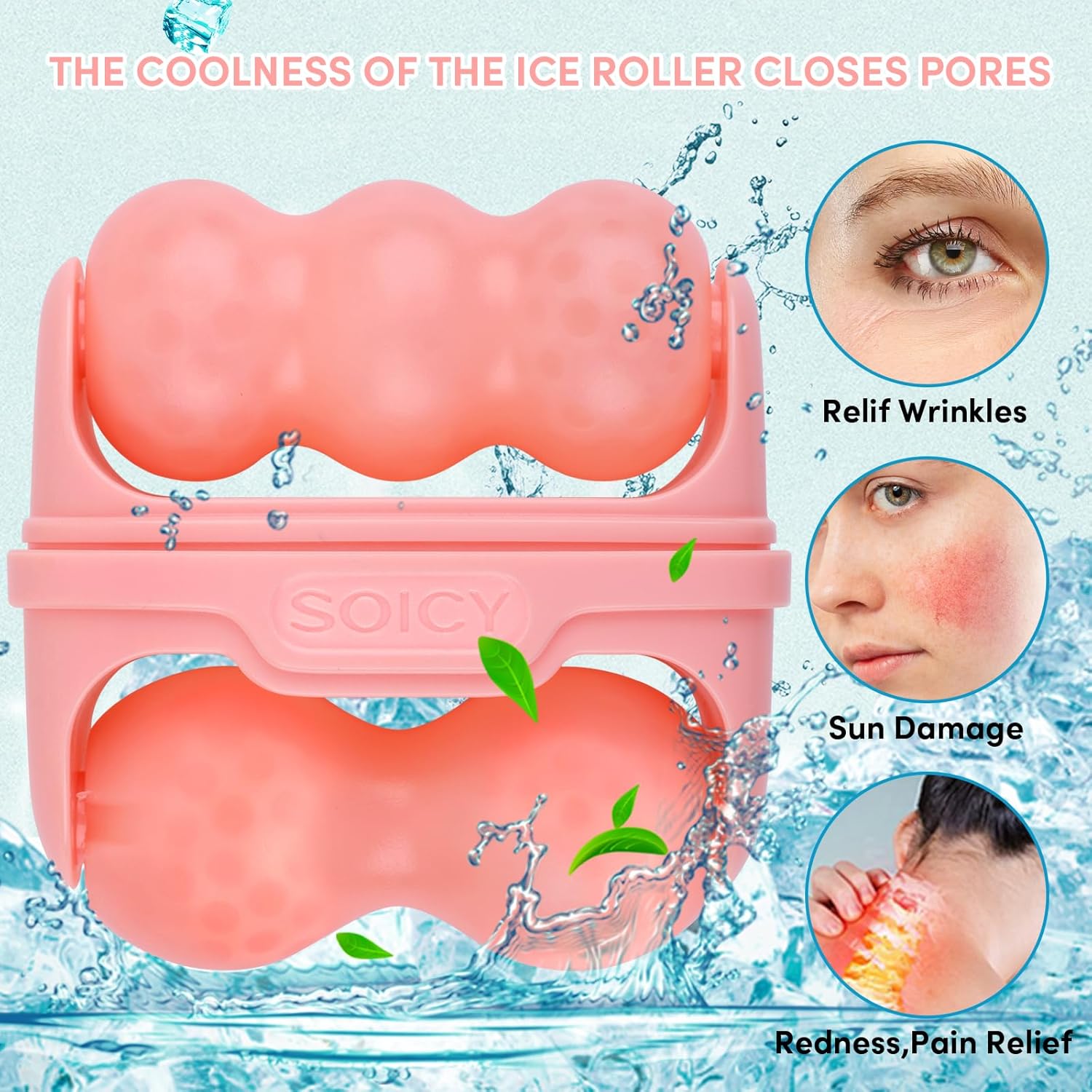 Fronnor Ice Roller for Face,Eyes,Cooling to Tighten Brighten Complexion,Soothing Skin Care Tool,Massager Under Eye Puffiness,Gift for Women