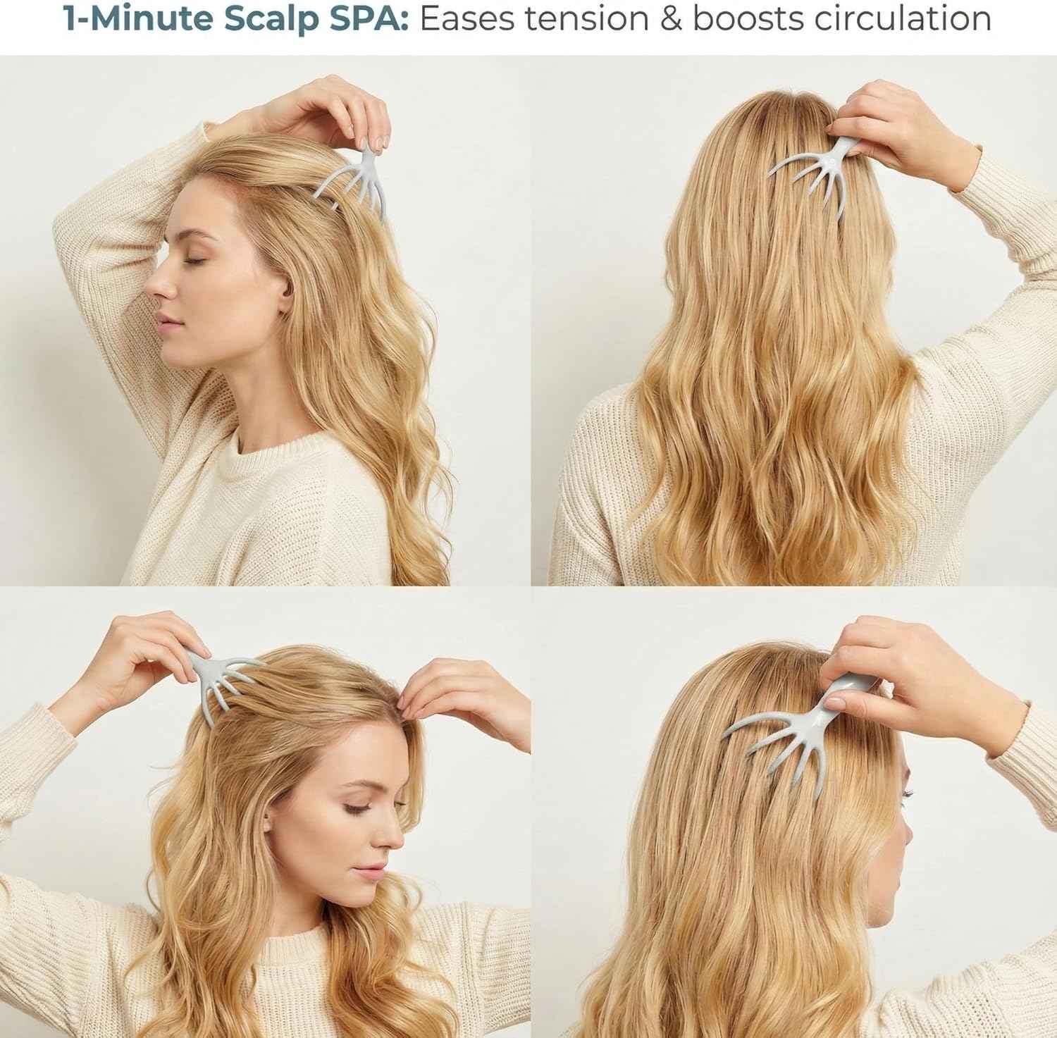 Scalp Massager & Gua Sha Tool Set - Manual Head Massager, Massage Comb for Relaxation & Stress Relief