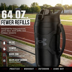 Insulated Water Bottle with Handle & Fence Hook, Half Gallon Sports Water Jug, Leak-Resistant & BPA-Free for Baseball, Football & Gym