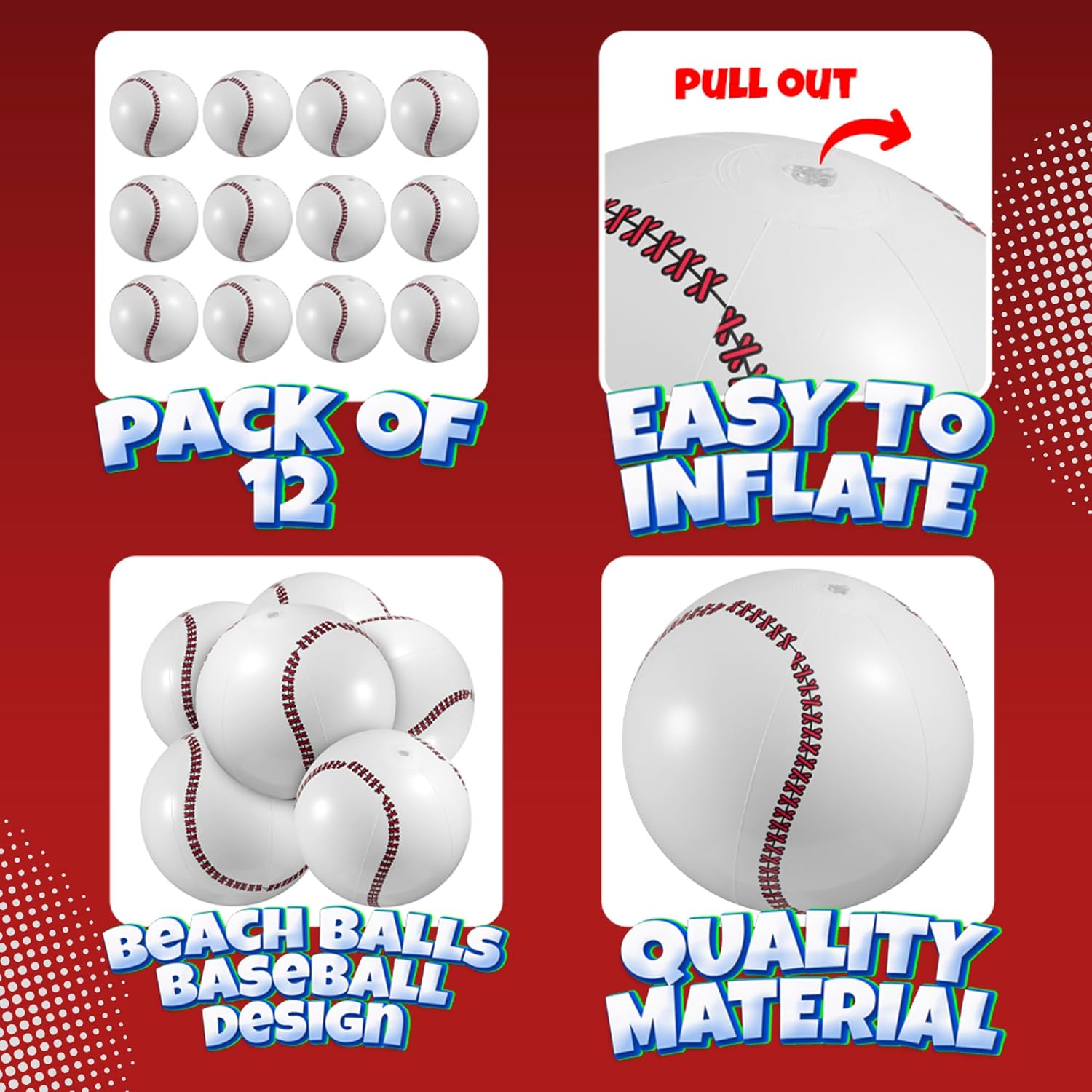 Inflatable Balls (Pack of 12) 16-inch, Beach Balls Bulk for Beach Toys & Birthday Party Decorations & Party Favors for Kids, Goodie Bags Stuffers