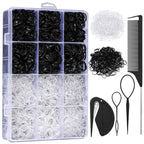 2200 Pcs Elastic Hair Ties, Mini Rubber Bands with Hair Tail Tools and Comb, Hair Accessories for Women, Girls, Toddlers, Babies