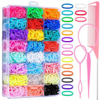 2200 Pcs Elastic Hair Ties, Mini Rubber Bands with Hair Tail Tools and Comb, Hair Accessories for Women, Girls, Toddlers, Babies
