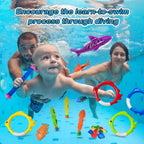 Jasonwell Pool Diving Toys Games - Swimming Pool Toys with Dive Sticks and Rings Underwater Treasures Torpedo Bandits Fish Toy etc Fun Water Swim Toy for Boys Girls Adults Kids Teens