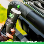 3D SiO2 Ceramic Trim Restore, GLW Series | Ultimate Hydrophobic Trim Reviver | SiO2 Infused Restoring, Shining, & Protecting | Restores Black Plastic & Vinyl | DIY Car Detailing | 16 oz