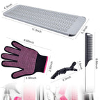 MORGLES Heat Resistant Gloves, 2 Pcs Professional Heat Gloves for Hair Styling Silicone Hot Mat 6 Pcs Hair Clips and 2 Pcs Styling Comb for Curling Iron Wands Flat Iron