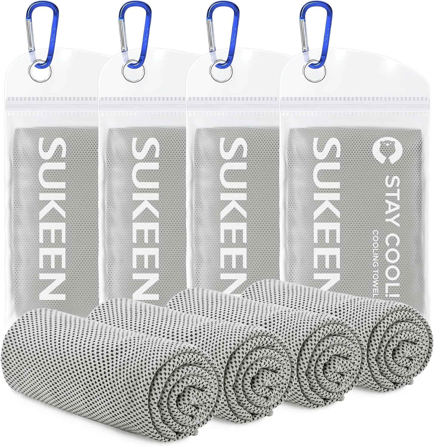 Sukeen Cooling Towels for Neck and Face, 4 Pack Cooling Towels for hot Weather (40"x12"), Cooling Rags for Yoga, Sport, Running, Workout,Gym, Camping, Fitness, Workout & More