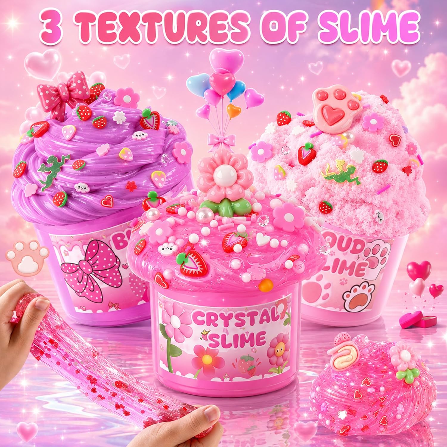 Cloud Slime kit for Girls Ages 8-12, Toys for Girls and Boys, for Kids Slime Set Party kit Goodie Bag Stuffers, 4 5 6 7 8 9 10 Year Old Girl Birthday Gift Cute Stuff