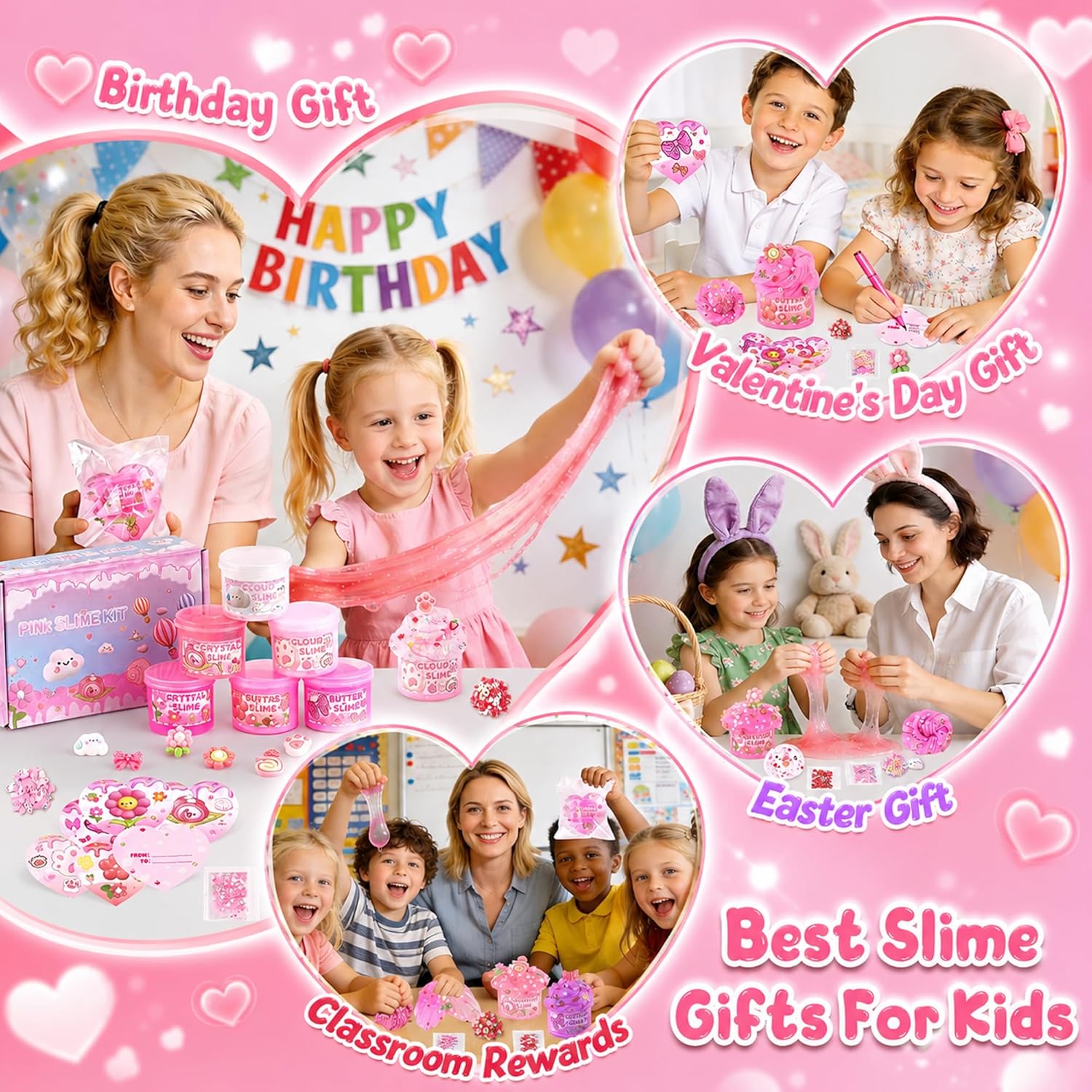 Cloud Slime kit for Girls Ages 8-12, Toys for Girls and Boys, for Kids Slime Set Party kit Goodie Bag Stuffers, 4 5 6 7 8 9 10 Year Old Girl Birthday Gift Cute Stuff