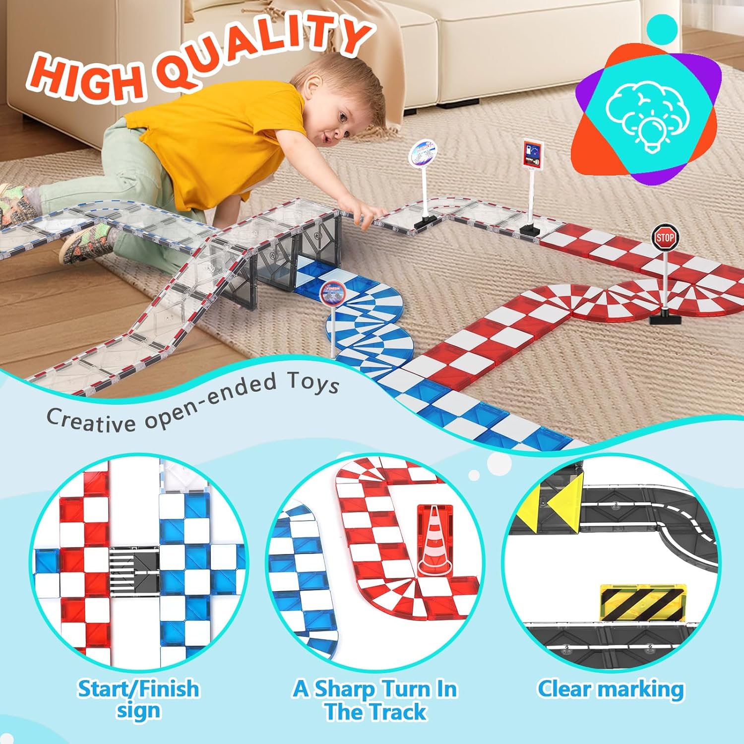 Magnetic Tiles Building Blocks for 3 4 5 6 7 8+ Years Old Boys Girls Colorful Magnet Stacking Toys Birthday Gift for Toddlers STEM Preschool Educational Construction Tiles Set