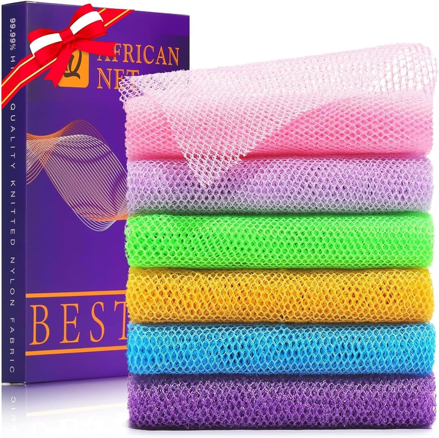African Bath Sponge African Net Long Net Bath Sponge Exfoliating Shower Body Scrubber Back Scrubber Skin Smoother,Great for Daily Use