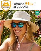 Sun Hats for Women Ponytail Wide Brim Summer Packable Cowboy Hat | 100% Nylon, Convertible Cowboy Style, Foldable & Packable, Adjustable Drawstring, Ideal for Hiking, Gardening, Beach Boating