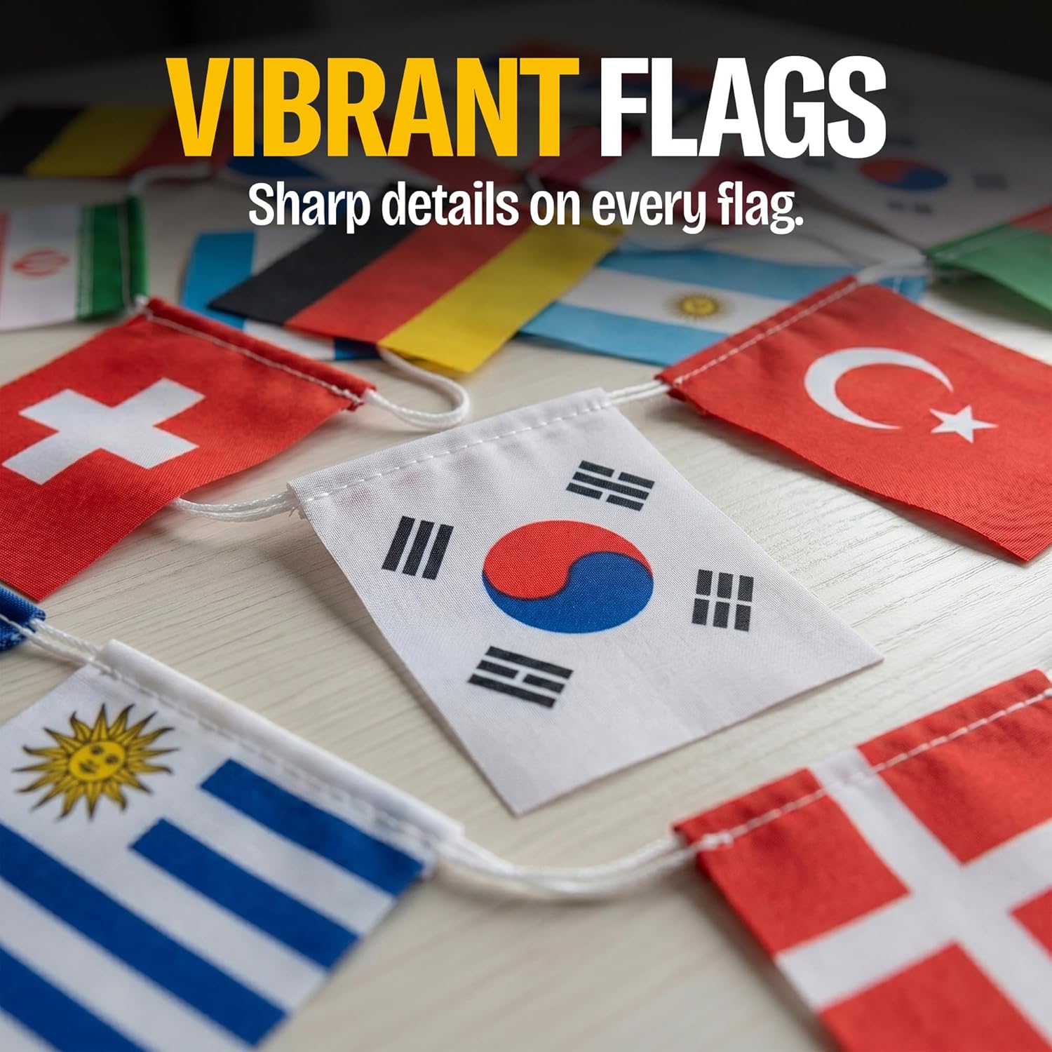 2026 World Cup Flag Bunting String, Double-Sided Polyester Rope 15m - Soccer tournament Bunting Banner for Party Decorations for Tournaments, Garden Streets & Pub Bar